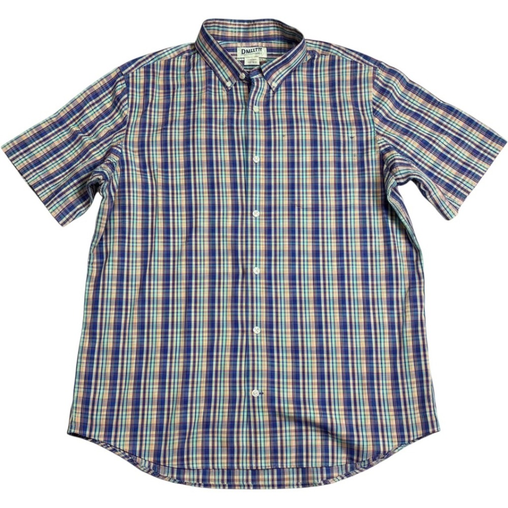 Duluth Trading Co Mens Large Relaxed Fit Short Sleeve Plaid Button Down Shirt